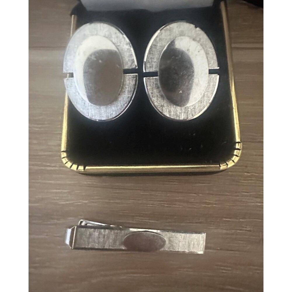 Vintage MCM Cuff Links with Matching Tie Clip